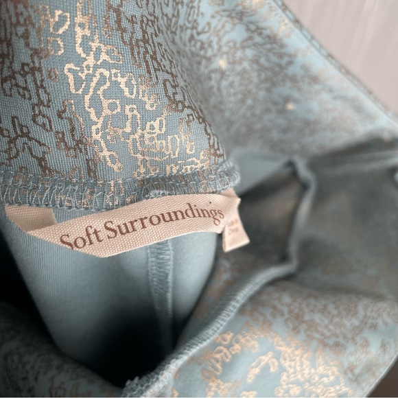 Soft Surroundings Pants Women’s Medium Palladium Blue Gold Patterned Ponte - Picture 8 of 10